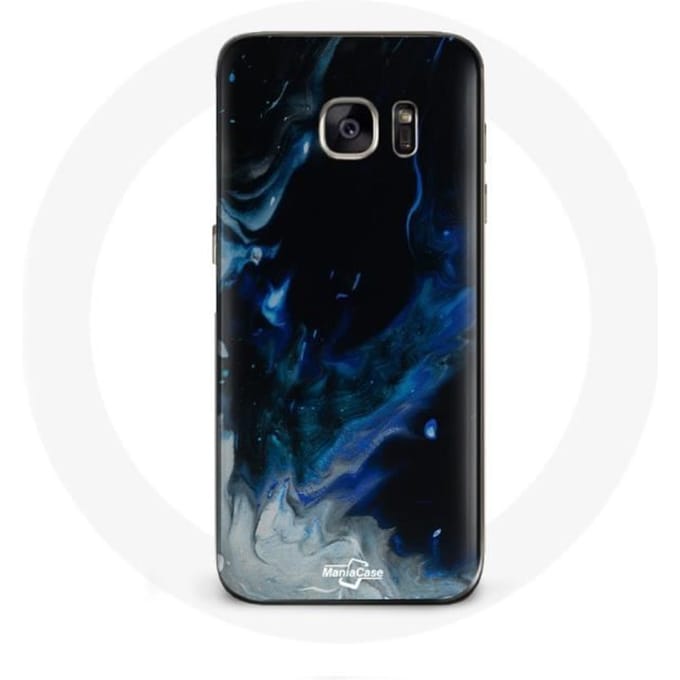 Case voor Samsung Galaxy S7 Edge Veelkleurige rookwolken van blauwgrijs en zwart op een zwarte achtergrond grijs