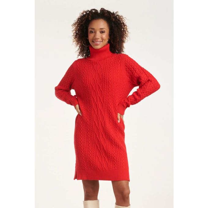 Smashed Lemon 24629 gebreid jurk met vlechtstructuur |