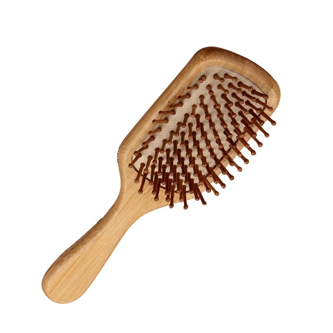 Brosse à cheveux pagaie en bambou Ergonomique Démêlante Lissante Massage Coussin Outil de coiffage beige