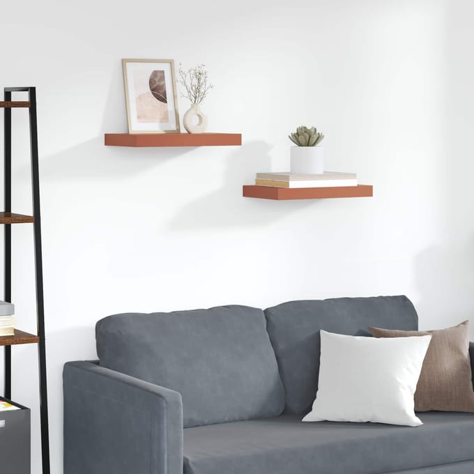 vidaXL - Wandplank - 2 - st - Rood - 40 - x - 23,5 - x - 3,8 - cm - Bewerkt - hout