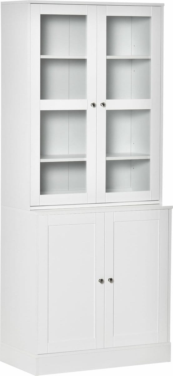 HOMCOM-Bücherschrank-MDF, Gehärtetes Glas-76L x 40B x 178,5H cm-Weiß