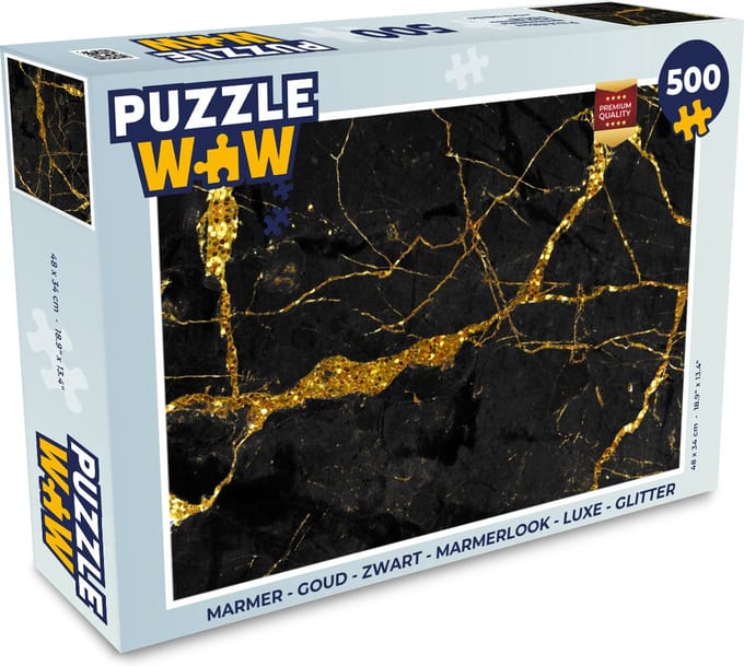 Puzzel Marmer - Goud - Zwart - Marmerlook - Luxe - Glitter - Legpuzzel - Puzzel 500 stukjes