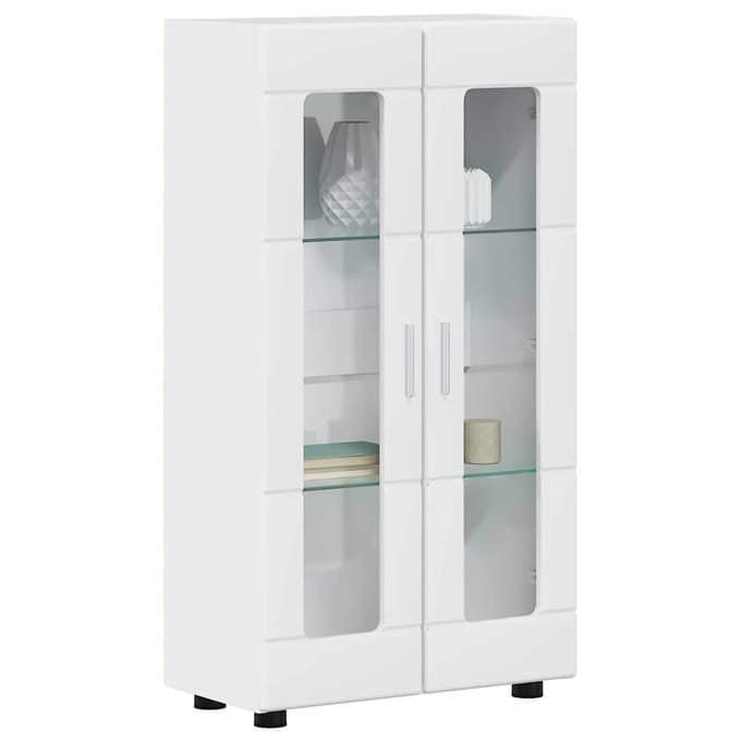 vidaXL - Dressoir - FLORIN - 55,5 - x - 29 - x - 100 - cm - Hoogglans - wit - Bewerkt - hout