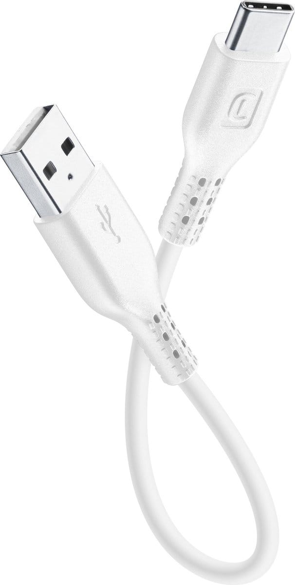 Cellularline - Usb kabel, usb-a naar usb-c 15cm, wit