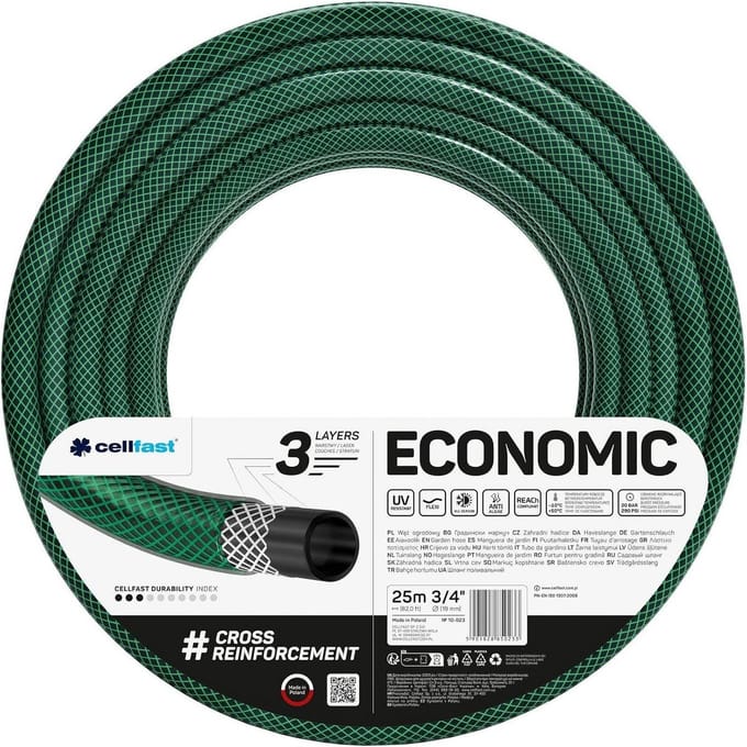 Economische 3-laags Tuinslang 19mm - 25 Meter - Sterk en Flexibel