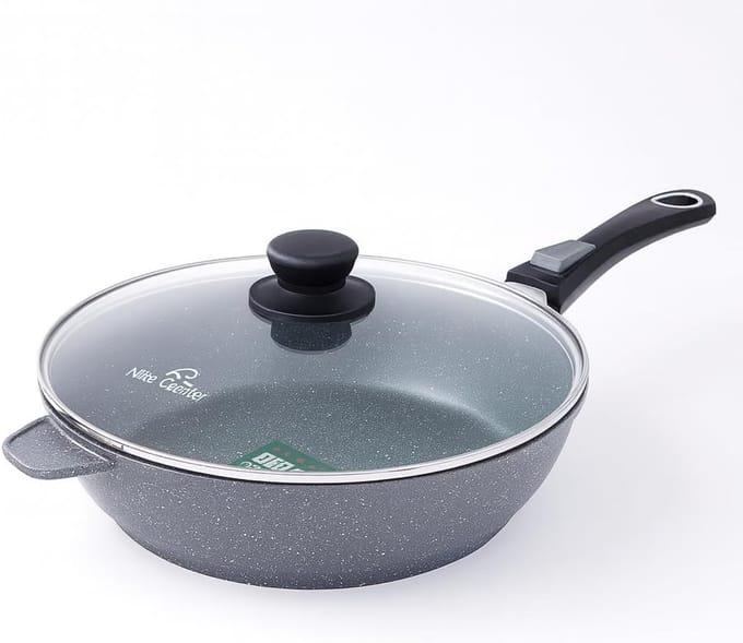 Koekenpan 28 cm met Échte Steen Deeltjes | Non-Stick & Inductie Geschikt