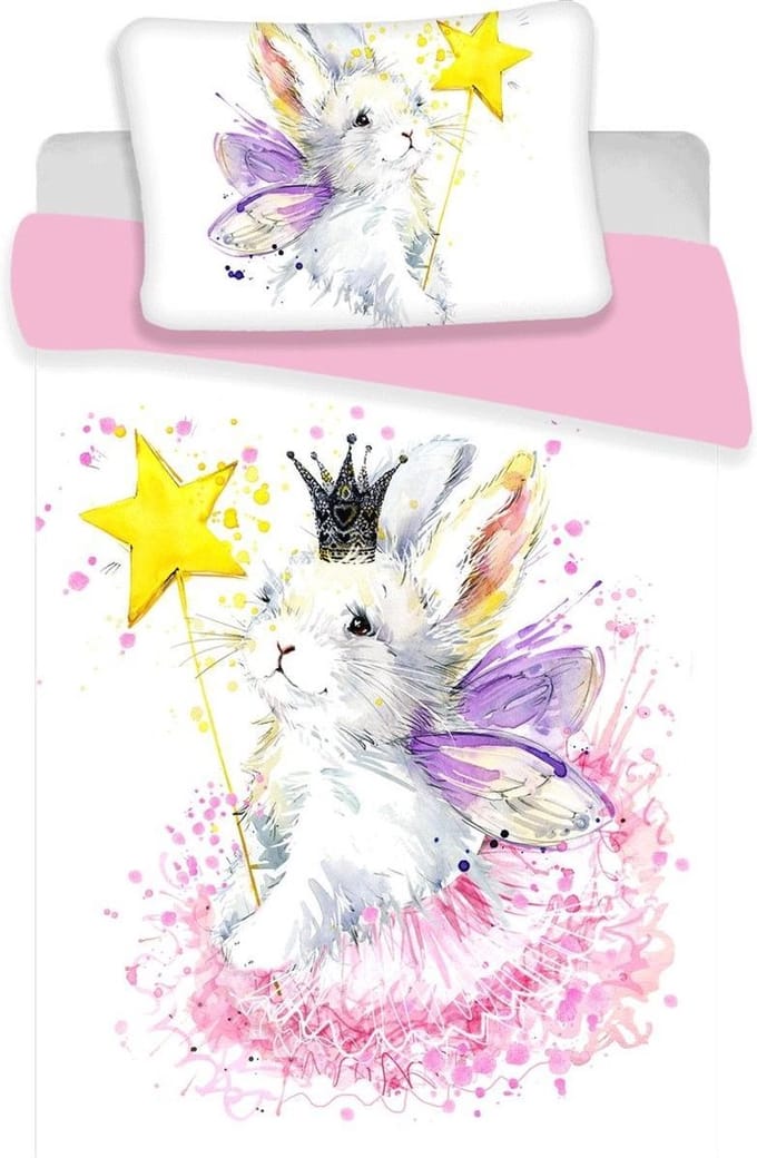 Animal Pictures Bunny White - Baby Dekbedovertrek - 100 x 135 cm - Multi