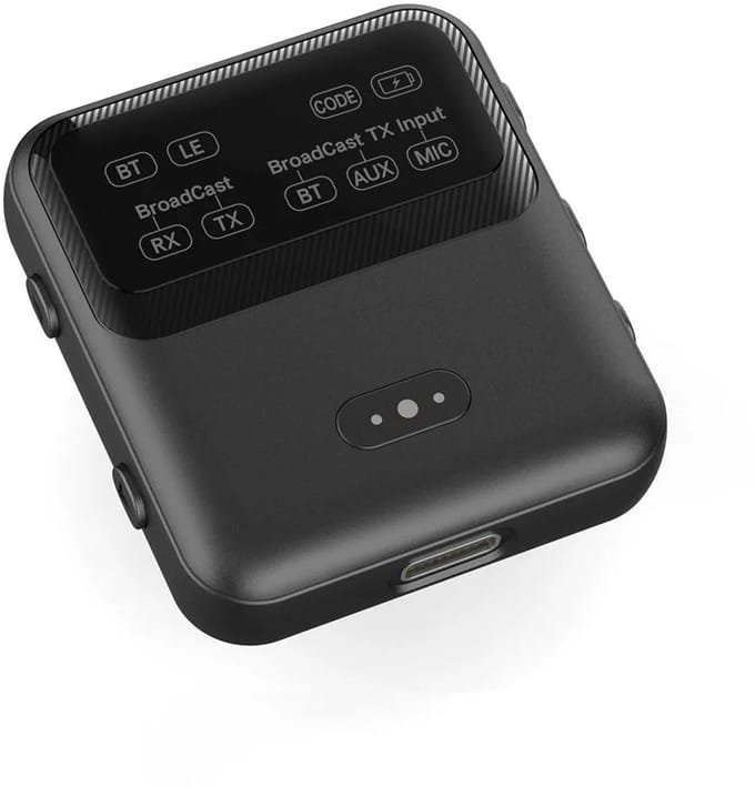 DrPhone PulseCast Bluetooth 5.4 Zender & Ontvanger – Auracast Audio Delen – USB-C & AUX – Lage Latency – TX/RX Adapter