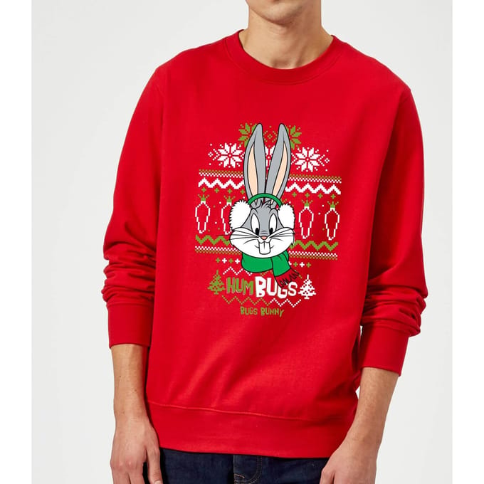 Looney Tunes Bugs Bunny Knit Christmas Jumper - Red - M
