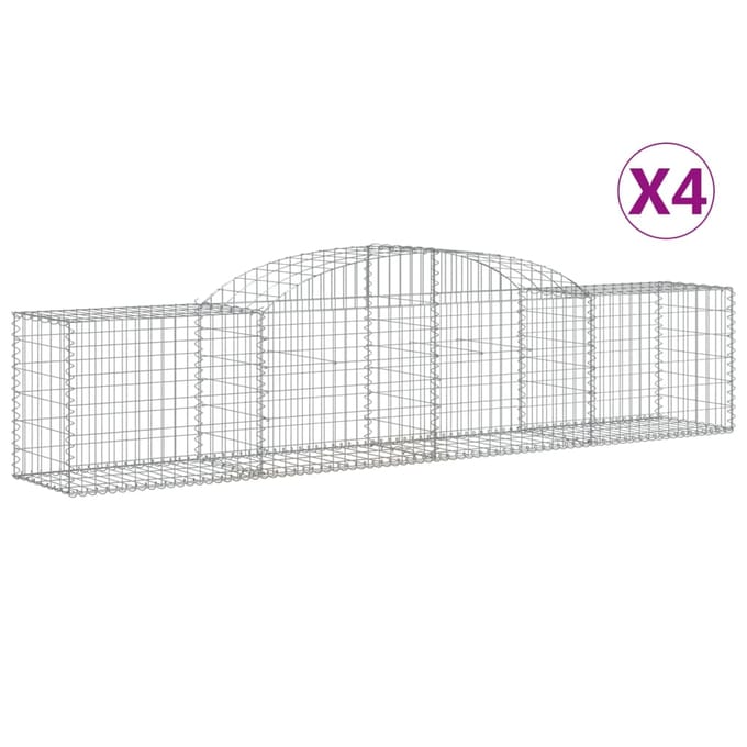 vidaXL - Schanskorven - 4 - st - gewelfd - 300x50x60/80 - cm - gegalvaniseerd - ijzer