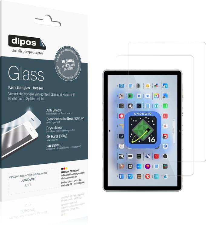 dipos – 2x Pantserfolie geschikt voor LORDWIT L11 | 9H Screenprotector