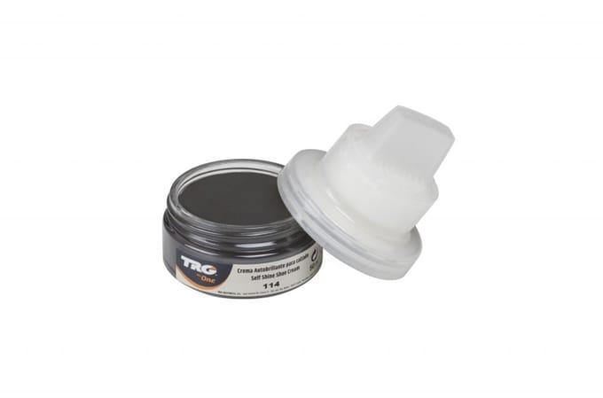 TRG schoencrème met bijenwas - licht grijs - met bijhorende spons - 50 ml