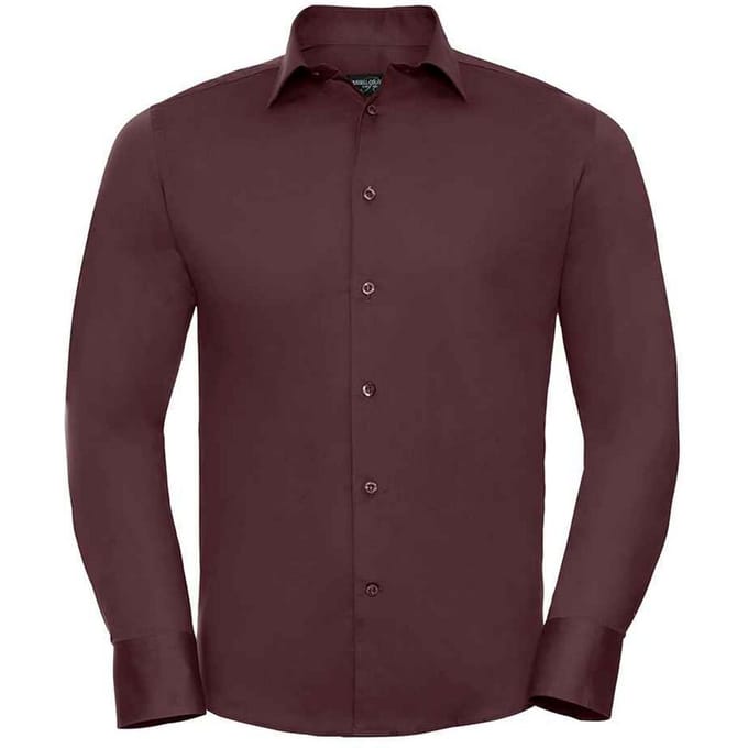 Russell Collection Heren Stretch Overhemd Met Lange Mouwen (Haven)