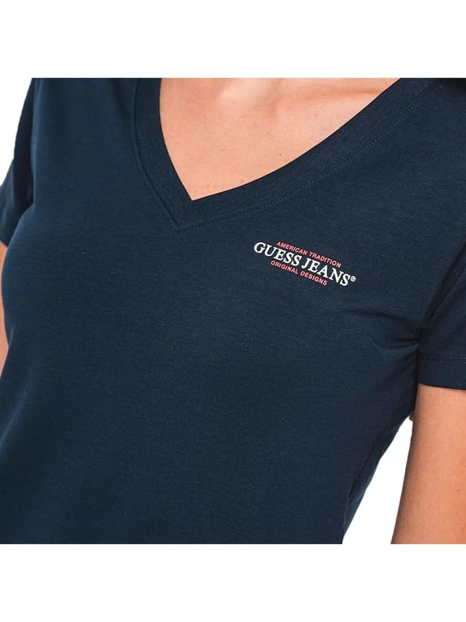 V-hals slimfit t-shirt voor dames Guess American