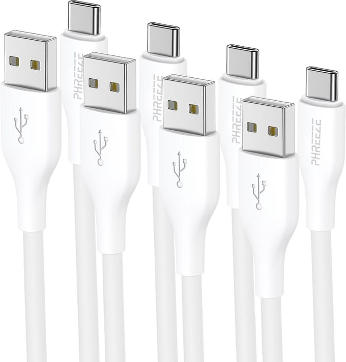 Usb C kabel - 4 pack - Usb 2.0 naar usb C - 12w opladen & 480mbps data - Lange levensduur - Wit - 1 meter
