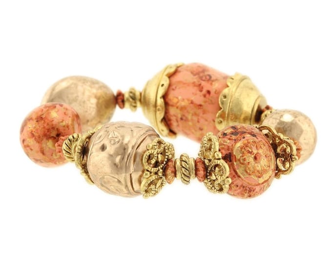 Behave - kralenarmband bruin goudkleur - elegant retro cadeau - 22 cm