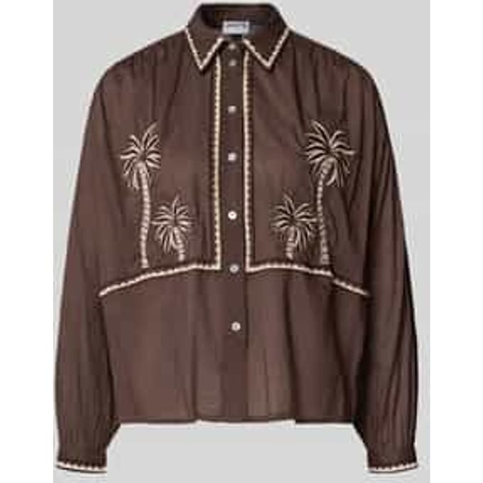 Regular fit overhemdblouse met florale stitching