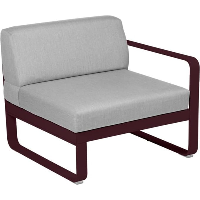 Fermob BELLEVIE Fauteuil Module rechts - B9 zwarte kers - 79 Flanelgrijs