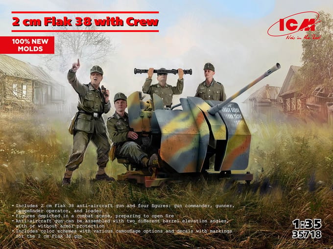 ICM Modelbouwpakket Militaire voertuigen - 35718 2cm Flak 38 met bemanning Plastic - 1:35 - Modelbouw