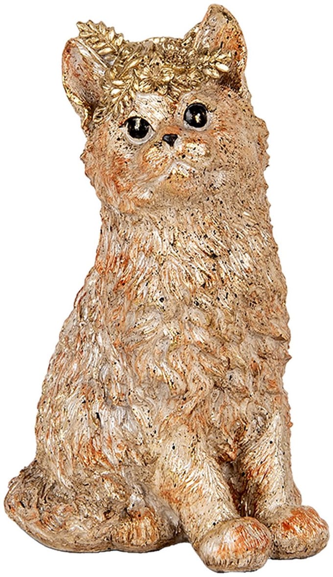 Clayre & Eef Decoratie Beeld Kat 16x14x25 cm Beige Kunststof