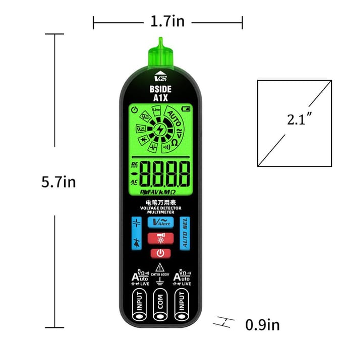 BSIDE Draagbare digitale multimeter Elektrische testpen Professionele spanningsweerstanddiodetester no storage bag zwart