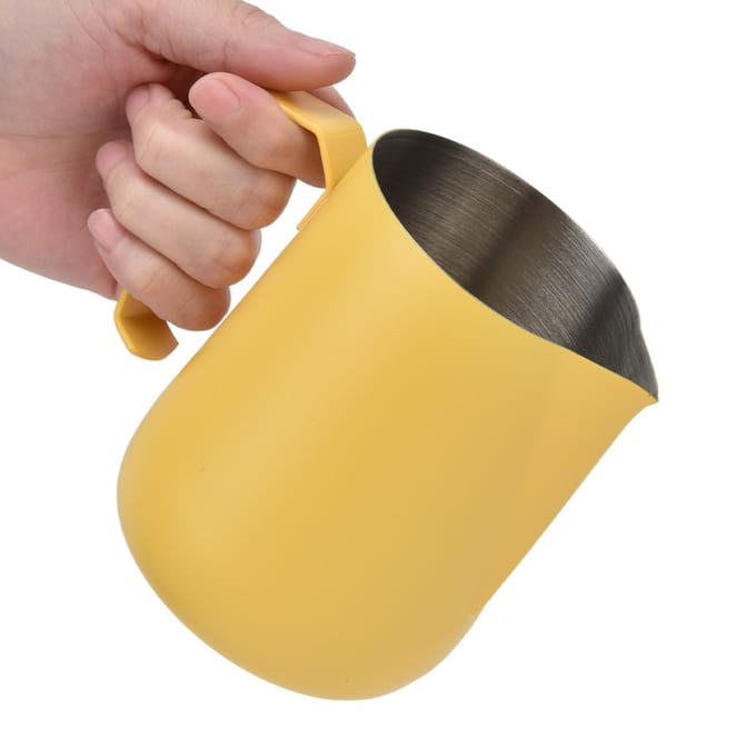 Melkopschuimpitchet Verdikte Opschuimbeker 450ml met Puntige Tuit voor Koffiemachine CafeGeel L geel