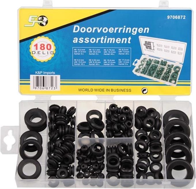 Doorvoerringen assortimentsdoos 180-delig - TOPGEAR
