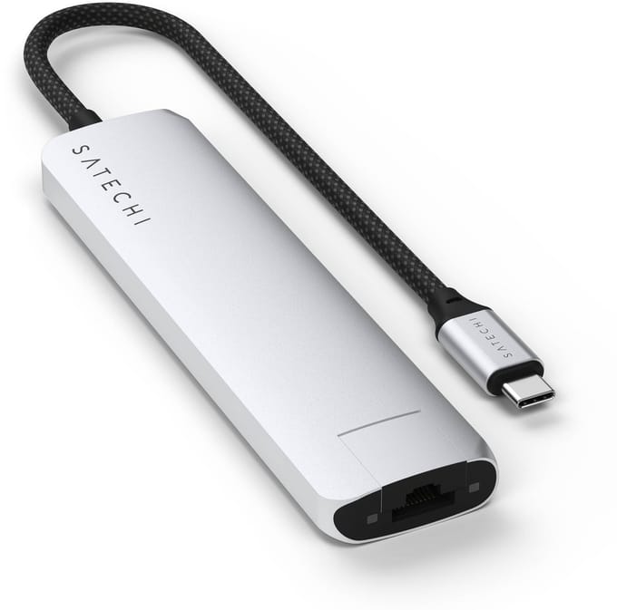 Satechi 7-in-1 USB-C Slim Multiport Adapter with Ethernet - Silver