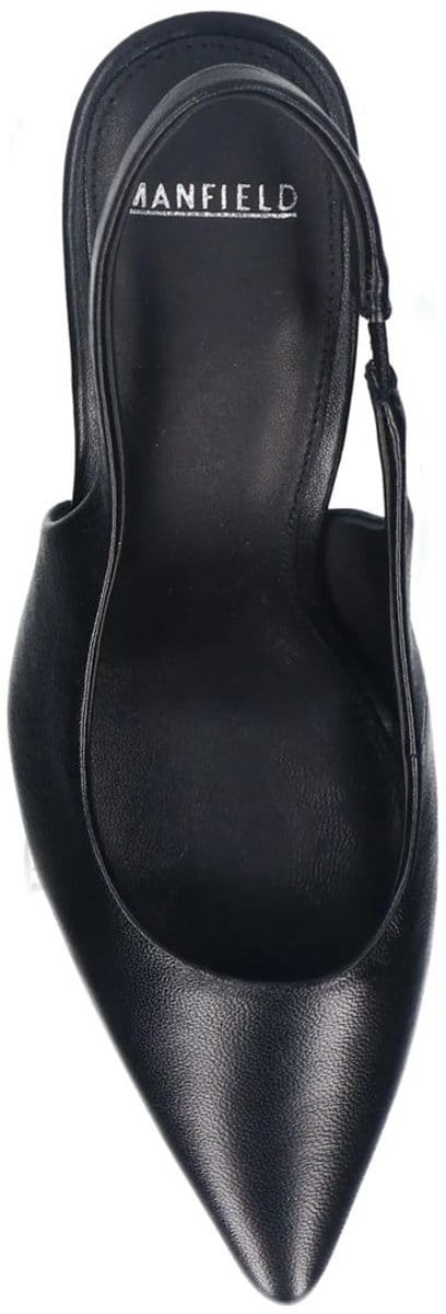 Manfield - Dames - Zwarte leren slingbacks - Maat 37
