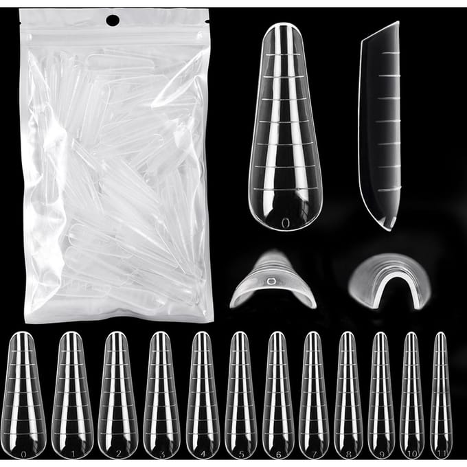120 stuks nageltips met schaal snelle verlenging transparante kunstnagels manicure nagelopbouw BENT51-03 white