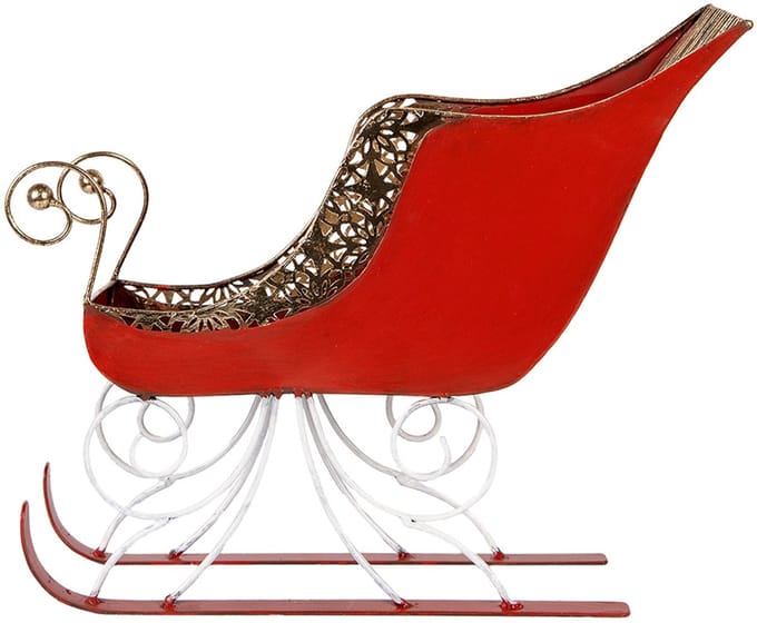 Clayre & Eef Decoratie Beeld Slee 37x16x31 cm Rood Metaal