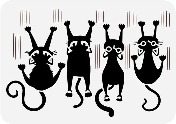 Stencil voor Kattenontwerpen - Herbruikbare PET Plastic Sjablonen 21 x 29,7 cm - Creatief Knutselen en Decoratie