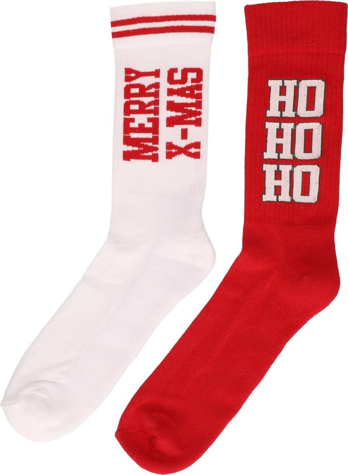 Foute kerstsokken voor heren - 2-pack - rood en wit