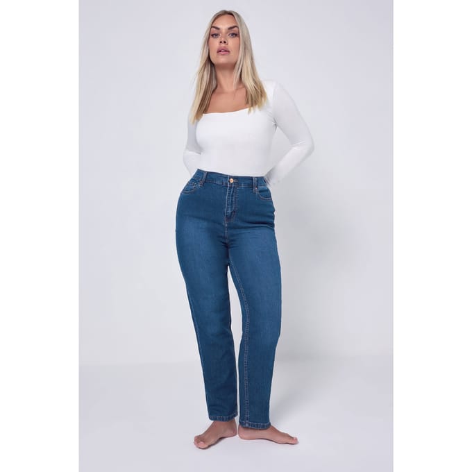 Yours Ruby Jeans Met Rechte Pijpen In Middenblauw Size Regular > 60