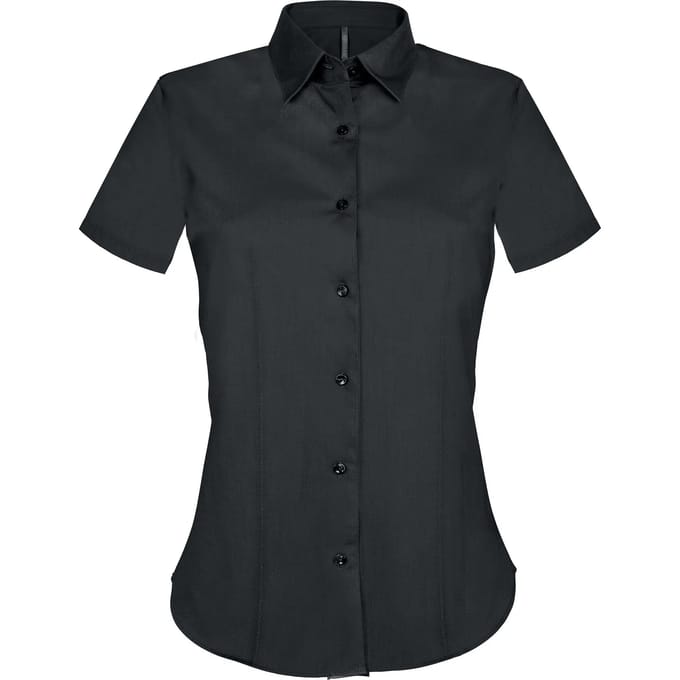 Kariban Dames stretch blouse korte mouwen K532 - Black - XL