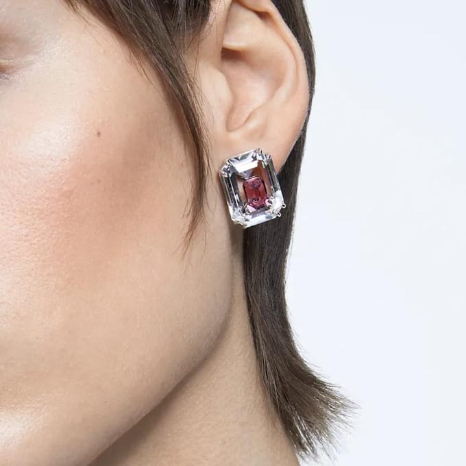 Boucles d'oreilles pendantes Swarovski Chroma Rose Diamant Argent 5600627 Box (Random Color) white