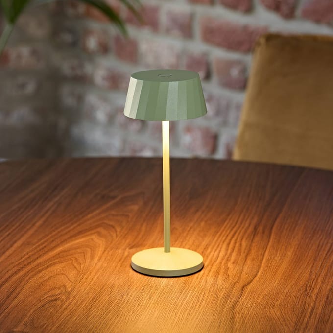 Sigor LED tafellamp op accu Facetta, groen, hoogte 22 cm, metaal, CCT