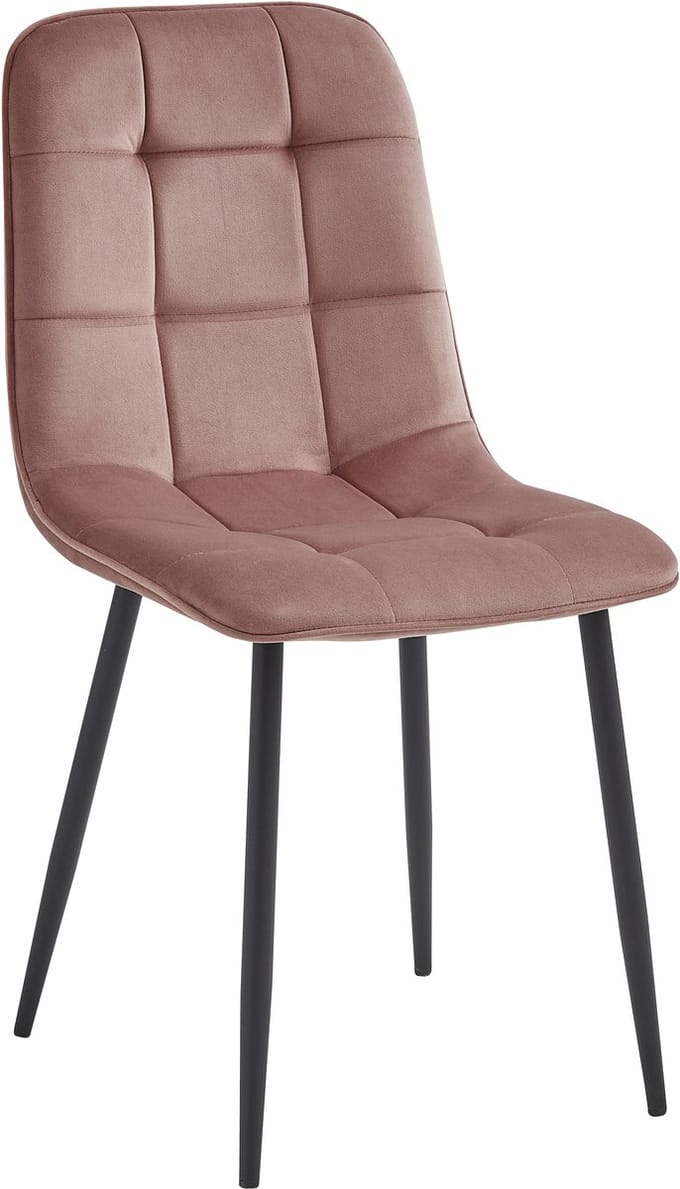 Colenis Bloqs Eetkamerstoel – Roze – Velvet – Set van 2