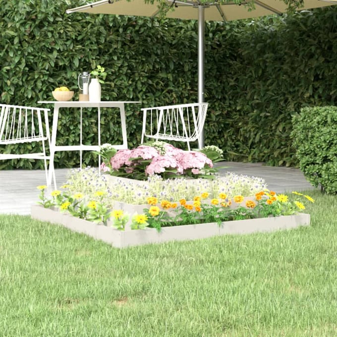vidaXL - Plantenbak - 110x110x27 - cm - massief - grenenhout - wit