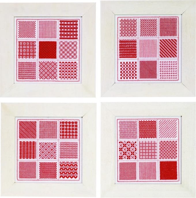 borduurpakket 39-1400 merklap, stekenlap, rood