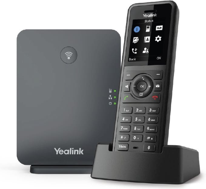 Yealink W77P DECT System (W70 Basis + W5) Draadloze VoIP-telefoon Handsfree, Compatibel voor hoorapparatuur Kleurendisplay Zwart