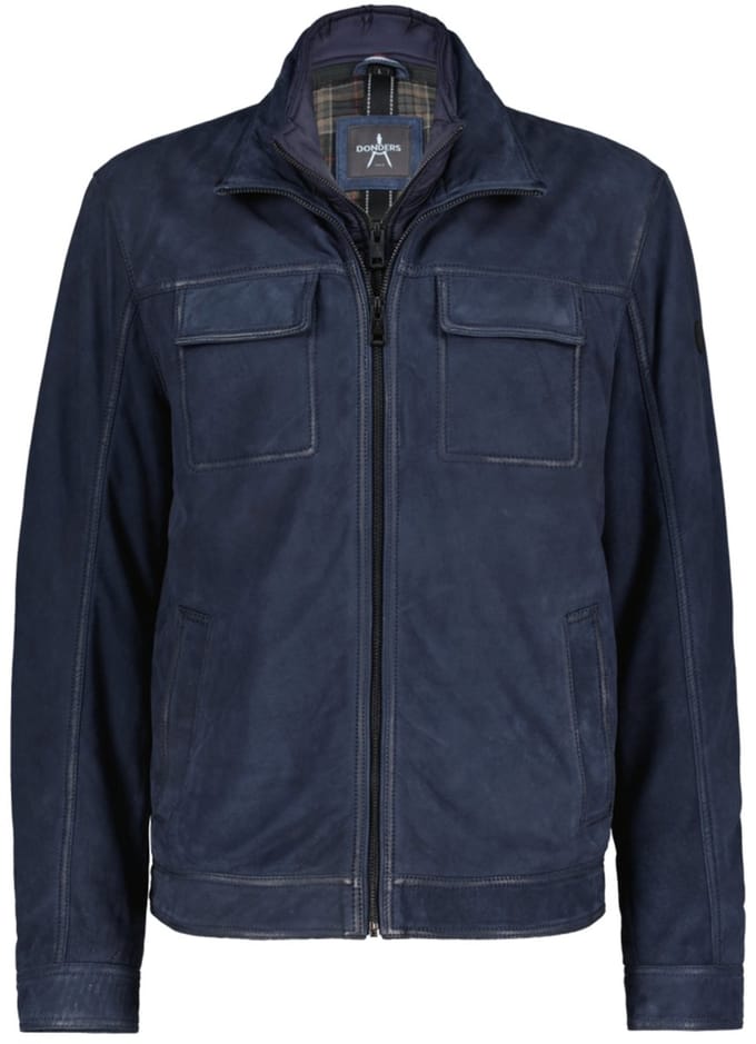 Donders Jas Leather Jacket 52693 Navy Mannen Maat - 4XL