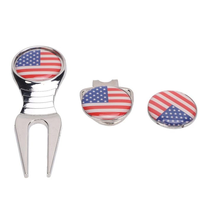 Kit de fourche de golf en métal, petit marqueur de balle professionnel, pince à chapeau, ensemble d'outils de relèvement de golf pour golfeurs black