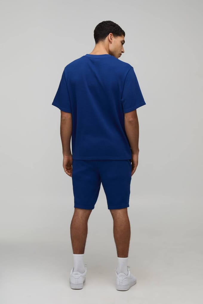 Relaxed Fit Waffle T-Shirt | Navy | Size Medium
