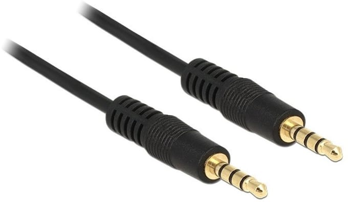 3,5mm Jack 4-polig audio/video kabel AWG24 / zwart - 2 meter