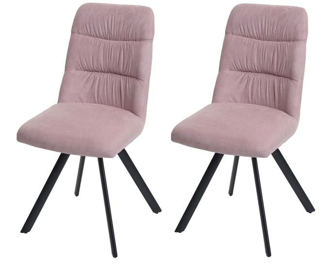 Set van 2 eetkamerstoelen MCW-J69, keukenstoel, draaibare autostoel, fluweel ~ roze