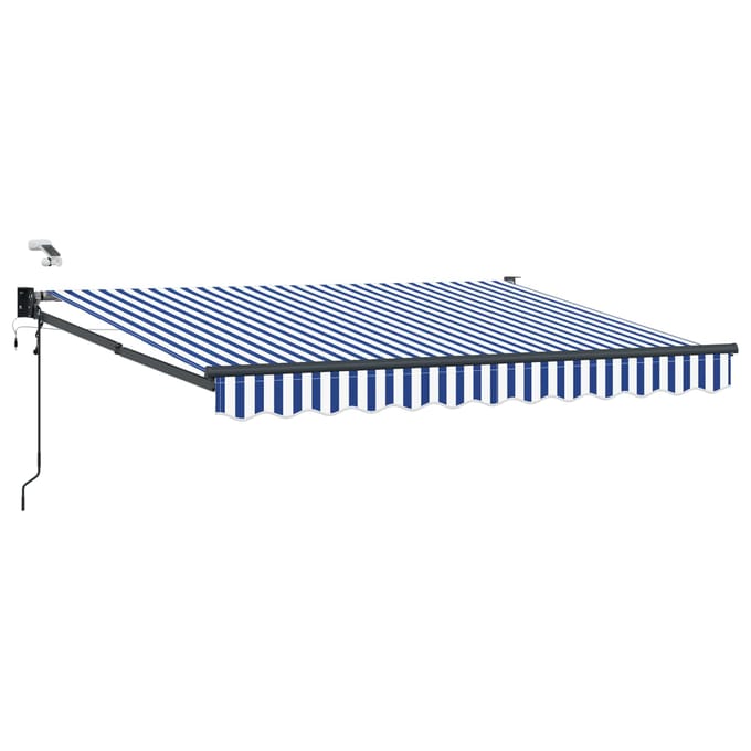 vidaXL - Elektrisch - Uitschuifbare - Zonneluifel - Blauw - en - Wit - 3,5 - x - 2 - m
