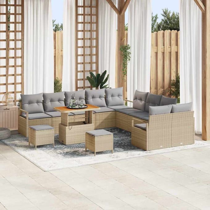 vidaXL - Tuinbank - Set - 13 - st - Beige - poly - rattan