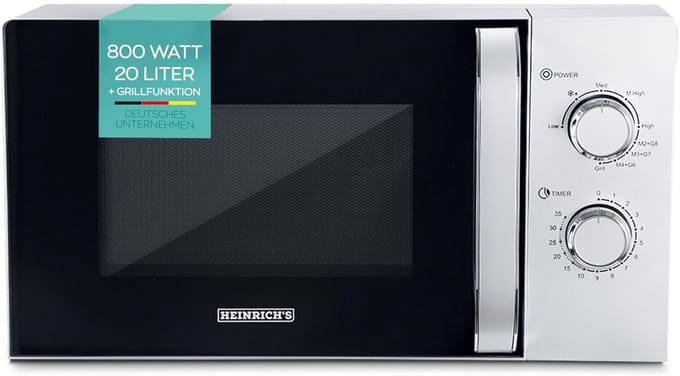Compacte Magnetron - Grill Magnetron - Snel Opwarmen - 9 Vermogensstanden - 20 Liter Volume - Zilver