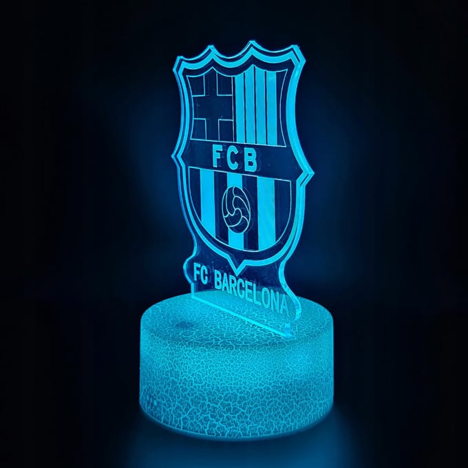 Veilleuse Pour Enfants Logo Blason Fc Barcelone 16 LED 3D + Télécommande